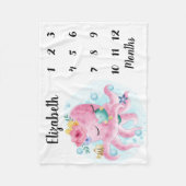 Rosa Blume und Octopus Baby Milestone Fleecedecke (Vorderseite)