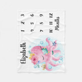 Rosa Blume und Octopus Baby Milestone Fleecedecke