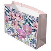 Rosa Blume und Orchideen. Große Geschenktüte (Rückseite Schrägansicht)