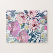 Rosa Blume und Orchideen. Puzzle (Horizontal)
