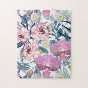 Rosa Blume und Orchideen. Puzzle