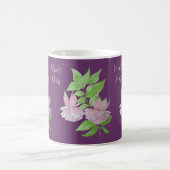 Rosa Blume und originelle Malerei im Blatt-Design Kaffeetasse (Mittel)