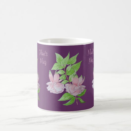 Rosa Blume und originelle Malerei im Blatt-Design Kaffeetasse (Mittel)