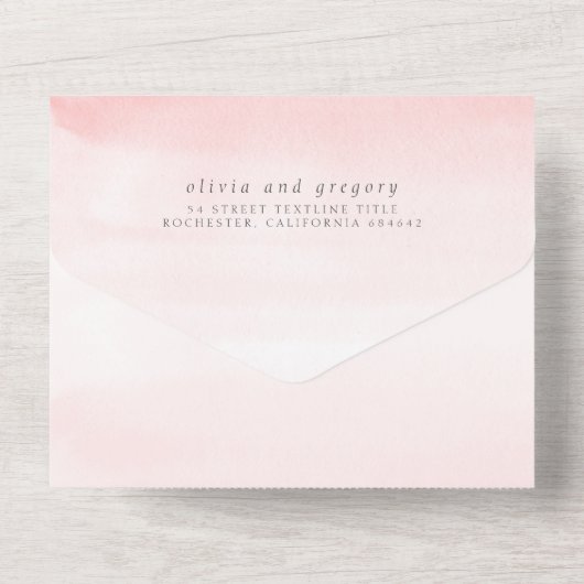 Rosa Blume und Pampas-Gras-Hochzeit All In One Einladung (Rückseite)