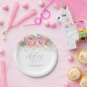 Rosa Blume und Pampas Grass Cheers Pappteller (Party)