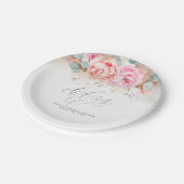 Rosa Blume und Pampas Grass Cheers Pappteller (Schrägansicht)