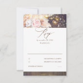 Rosa Blume und Pampas Grass Wedding RSVP Karte (Vorderseite)