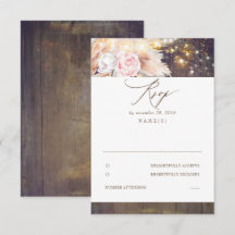 Rosa Blume und Pampas Grass Wedding RSVP