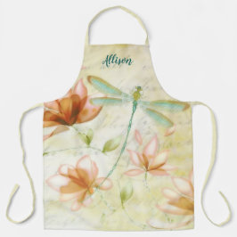 Rosa Blume und personalisierte Schürze der Libelle