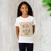 Rosa Blume und Pilze T-Shirt