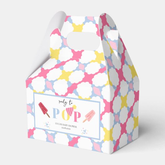 Rosa Blume und Popsicle Baby Dusche Party Geschenkschachtel (Vorderseite)