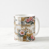 Rosa Blume und Quadrate Kaffeetasse (VorderseiteRechts)