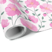 Rosa Blume und Reben Geschenkpapier (Rolleneckpunkt)