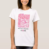 Rosa Blume und Ribbons Brustkrebs Monat T-Shirt (Vorderseite)