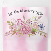 Rosa Blume und rosa Sternenhimmel Dreifach Gefaltete Einladung (Innen Erste Seite)