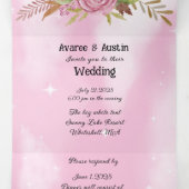 Rosa Blume und rosa Sternenhimmel Dreifach Gefaltete Einladung (Innenseite Mitte)