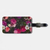 Rosa Blume und Rose, schwarz Gepäckanhänger (Rückseite horizontal)