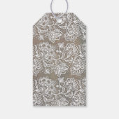 Rosa Blume und rustikale Holzhochzeit Geschenkanhänger (Rückseite)