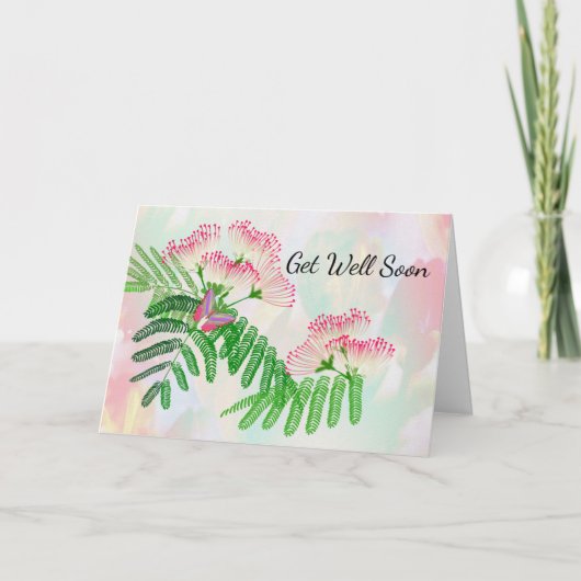 Rosa Blume und Schmetterling erhalten gute Karte (Vorderseite)