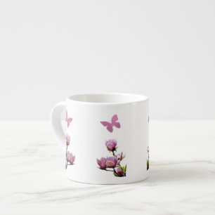 Rosa Blume und Schmetterlinge Espressotasse