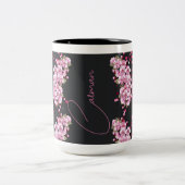 Rosa Blume und Schmetterlinge Keramik Tasse (Mittel)