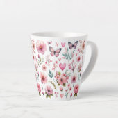 Rosa Blume und Schmetterlinge Milchtasse (Rechte Ecke)