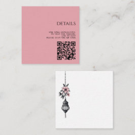 Rosa Blume und Signalleuchten QR-Code Begleitkarte