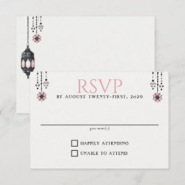 Rosa Blume und Signalleuchten RSVP Karte