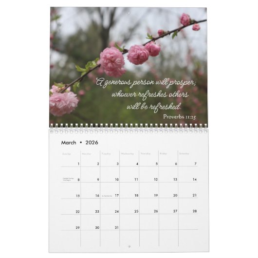 Rosa Blume und Sprichwörterbücher Kalender (Mär 2026)