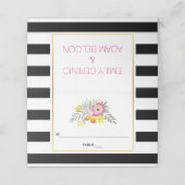 Rosa Blume und Streifen Hochzeitskorb Platzkarte (Außenseite Aufgefaltet)