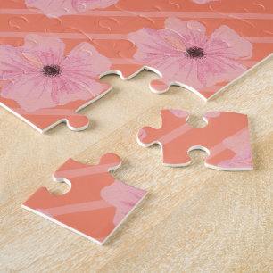 Rosa Blume und Streifen Jigsaw Puzzle