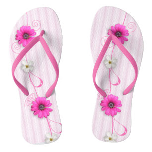 Rosa Blume und Streifen kippen Flops Badesandalen