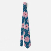 Rosa Blume und Streifen Krawatte (Rückseite)