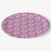 Rosa Blume und Streifen Papier Teller (Schrägansicht)