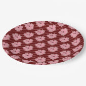 Rosa Blume und Streifen Papier Teller (Schrägansicht)