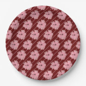 Rosa Blume und Streifen Papier Teller (Vorderseite)