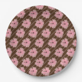 Rosa Blume und Streifen Papier Teller (Vorderseite)