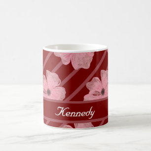 Rosa Blume und Streifen Personalisierte Tasse