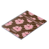 Rosa Blume und Streifen Personalisiertes Notebook Notizblock (Linke Seite)