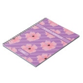 Rosa Blume und Streifen Personalisiertes Notebook Notizblock (Linke Seite)