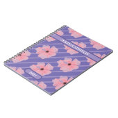 Rosa Blume und Streifen Personalisiertes Notebook Notizblock (Linke Seite)