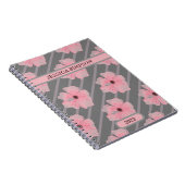 Rosa Blume und Streifen Personalisiertes Notebook Notizblock (Rechte Seite)