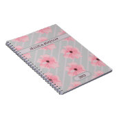 Rosa Blume und Streifen Personalisiertes Notebook Notizblock (Rechte Seite)