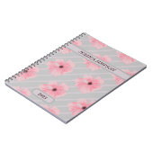 Rosa Blume und Streifen Personalisiertes Notebook Notizblock (Linke Seite)