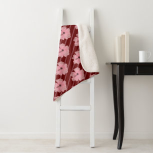 Rosa Blume und Streifen Sherpa Blankon Sherpadecke