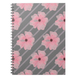 Rosa Blume und Streifen Spiral-Foto-Notebook Notizblock