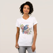Rosa Blume und T - Shirt für Blauvogelfrauen (Vorne ganz)