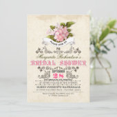 Rosa Blume und Typografie Brautdusche Einladung (Stehend Vorderseite)