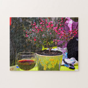 Rosa Blume und Wein in Paris Puzzle