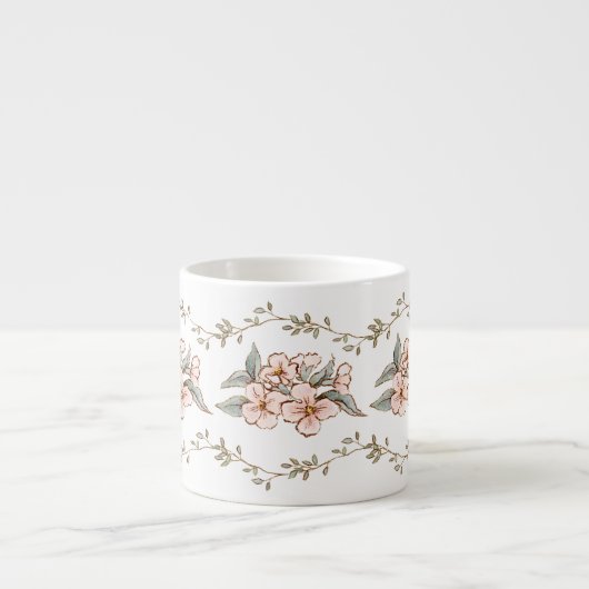 Rosa Blume und Wein | SHABBY CHIC Espressotasse (Vorderseite)
